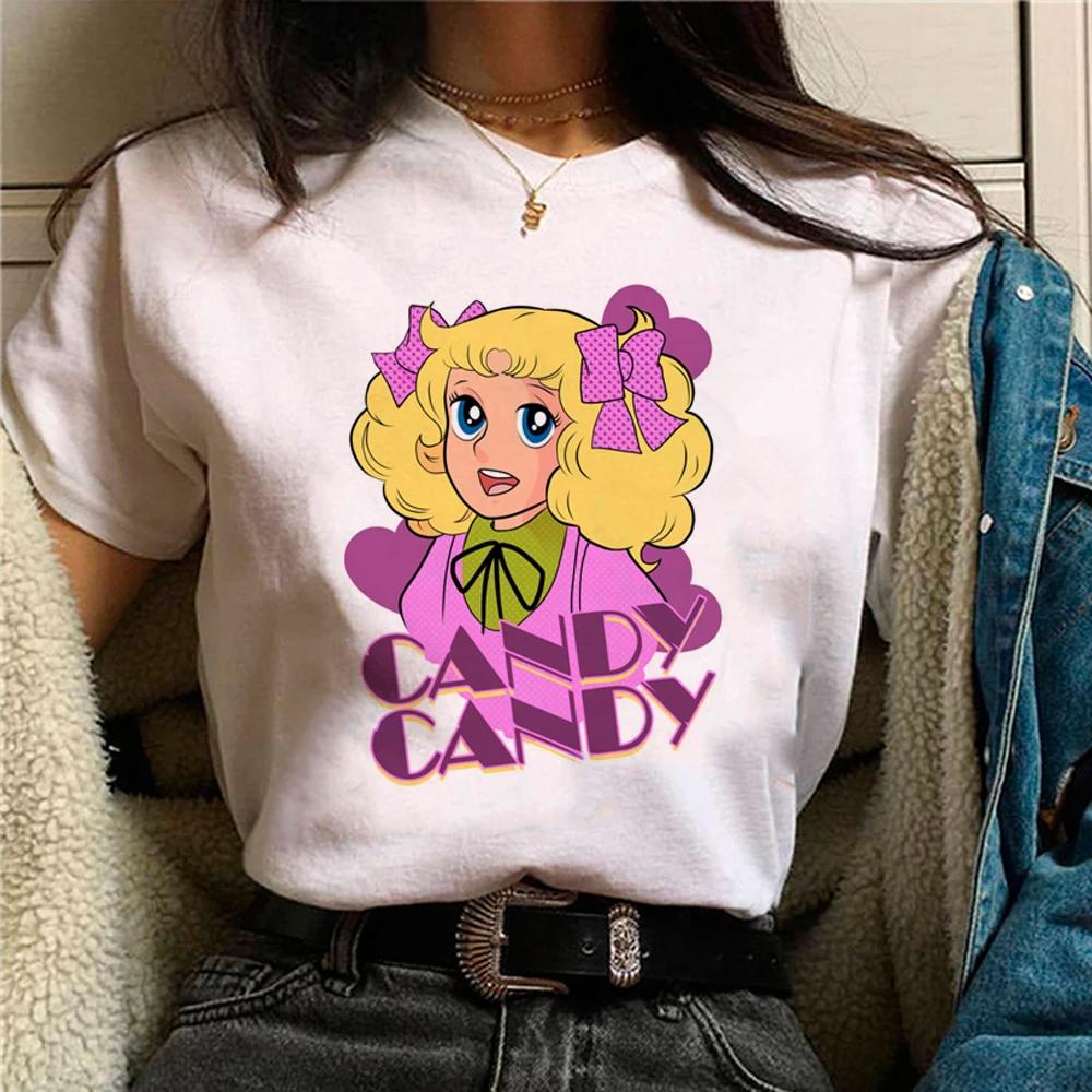 Candy Candy Top Womens Summer T-shirt Girls Graphic Designer Anime Casual Clothing Funny Clothes Womens