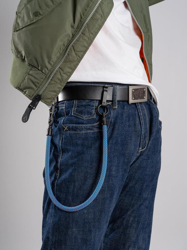 KeyUnity KD02 Brieftaschenkette für Herren [Titanlegierung Karabiner + Gürtel-Schlüsselanhänger + Polyesterseilkette] Herren Schlüsselanhänger Jeanskette (KD02BN)