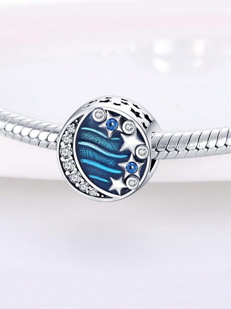 Blue Ocean Devil Fish Moon Stars Beads Charm Copper Plated Fit Charms Copperoriginal Bracelet For Jewelry Making Diy Charm
