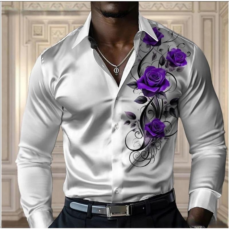 Camicia da uomo di alta gamma color rosa, camicia a maniche lunghe con bottoni, casual e comoda, camicia alla moda per quattro stagioni