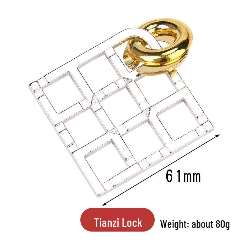 Kongming Lock 9-Link IQ Puzzle - Zinc Alloy Educational Toy for Adults & Kids