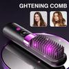 Wireless 2-in-1 Straightening Curling Comb Anti-Scald LED Display USB Rechargeable Portable for Home Travel All Hair Types