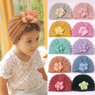 European & American Autumn/Winter Baby Knit Beanie with 3D Flower - Cute, Warm Children's Hat