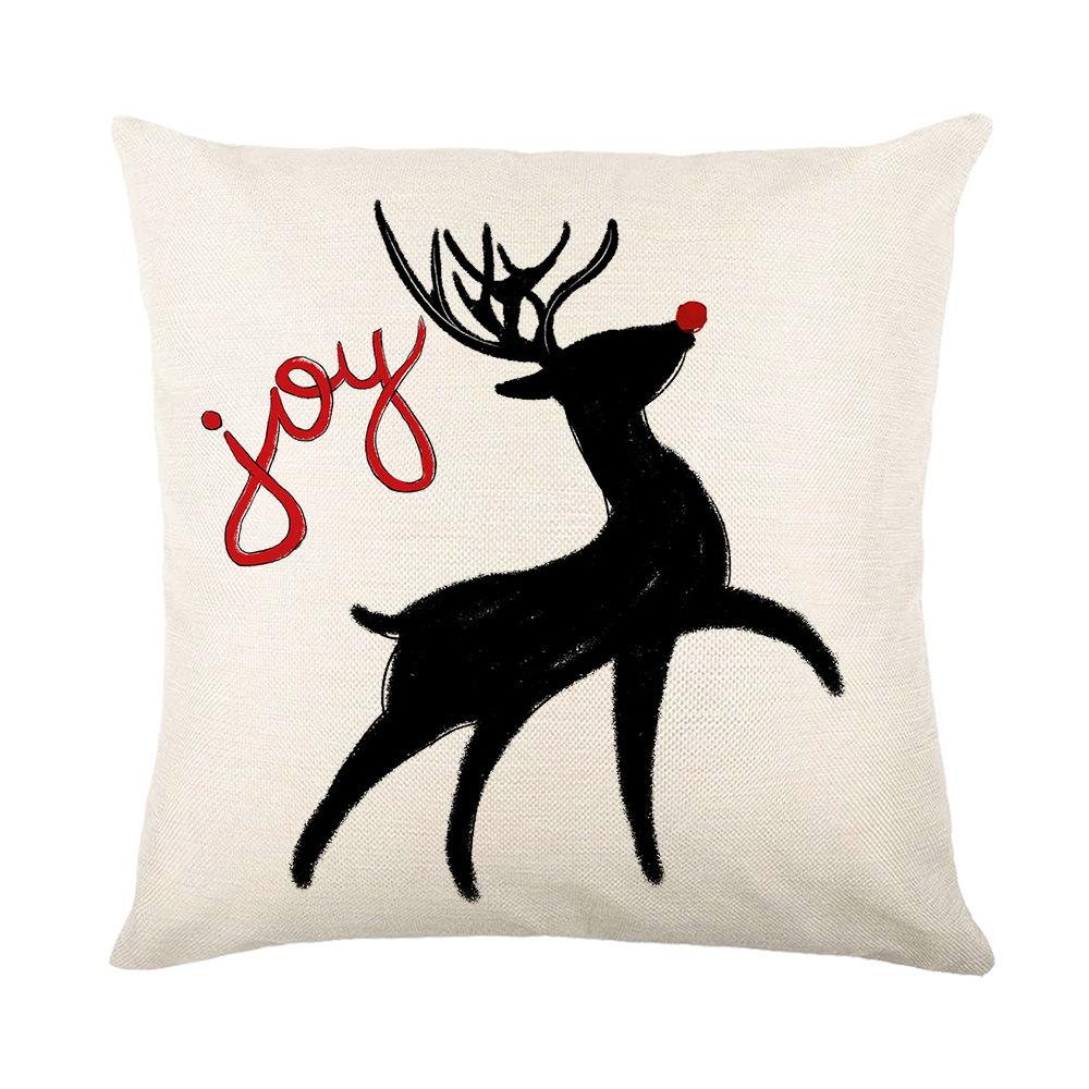 Christmas Elk Print Pillow Cover Christmas Tree Holiday Festive Cushion Cover Home Sofa Cushion