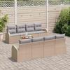 Garden Sofa Set 9 pcs Beige and Light Grey Poly Rattan