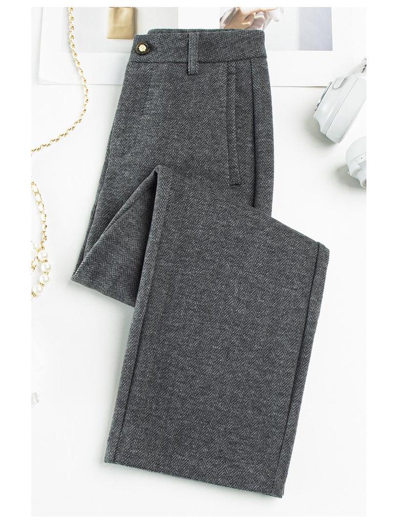 2025 Herbst/Winter High Waist Tencel Wolle Zigarettenhose: Schlankmachender lockerer Fall für vielseitige Freizeitkleidung