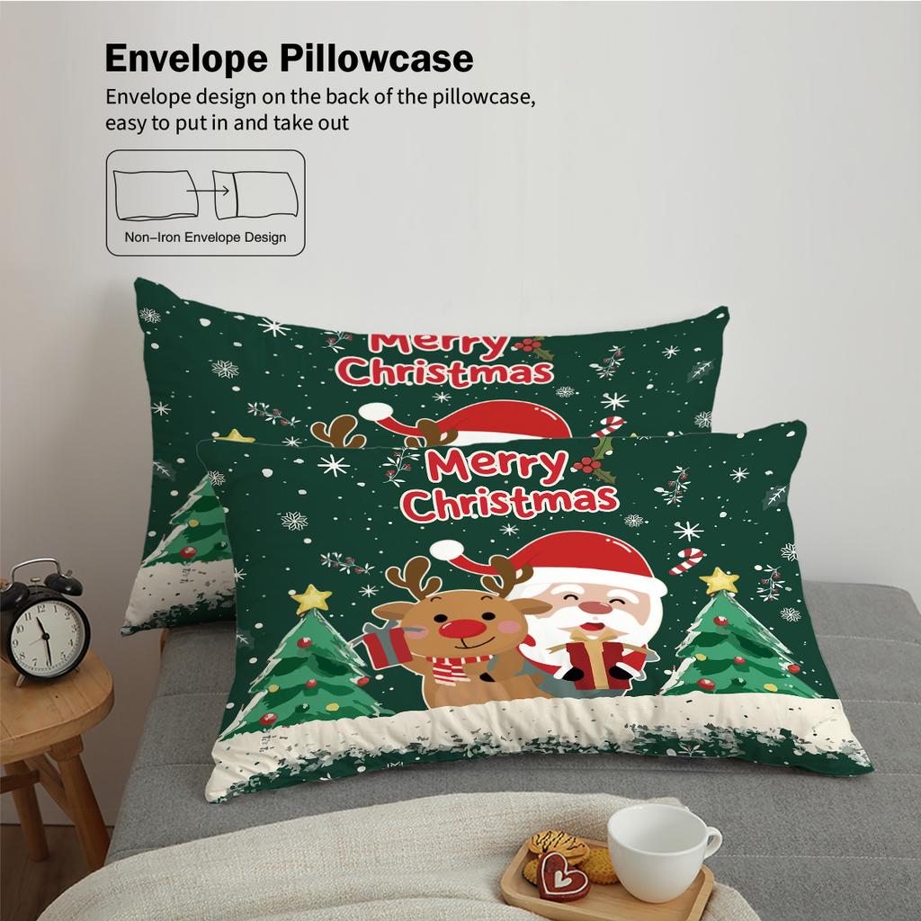 3 st Tomte Julgranstryck Kärnlöst Täcke Set Sovrum Sovsal Sängkläder Dekoration Bekväm Maskintvättbar