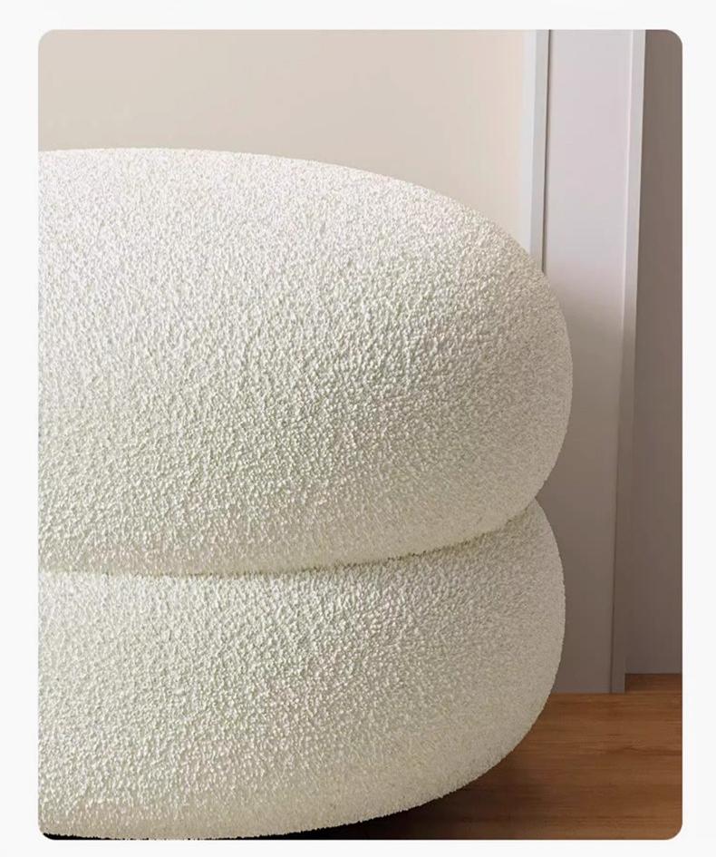 Small Stool Home Cream Style Living Room Round Stool Sofa Stool Low Stool Home Shoe Changing Stool Lamb Velvet Stool