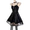MisaMisa Cosplay Death Cosplay Kostüm Misa Amane Perücke Damen Lederkleid Spitze Ärmel Socken Halskette Choker Set Outfits