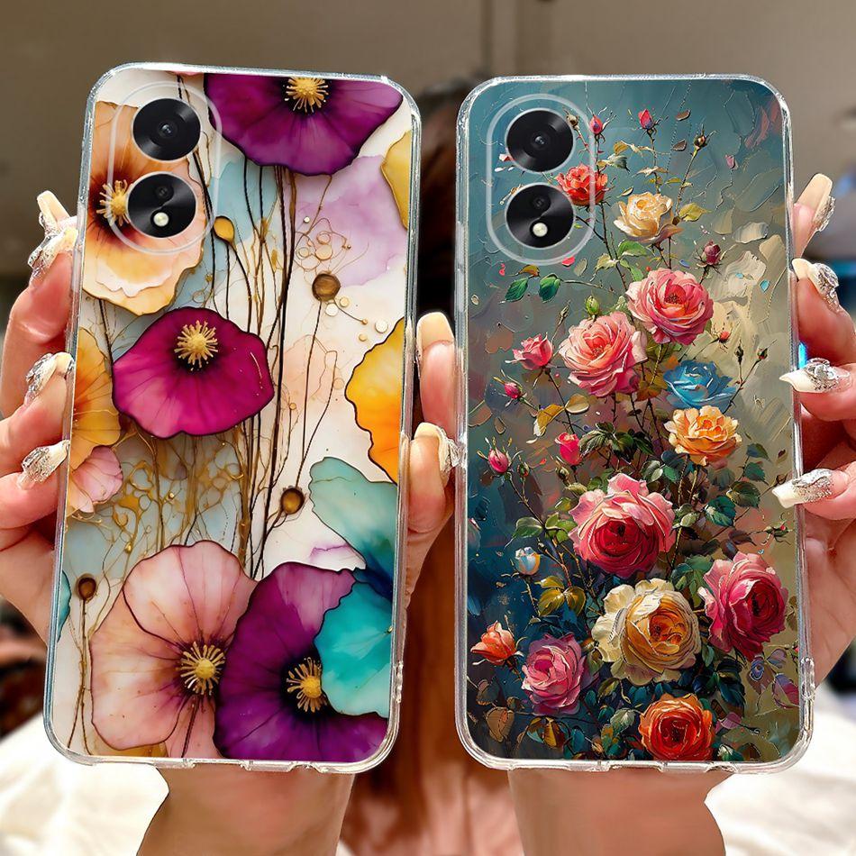 For OPPO A18 A38 CPH2579 CPH2591 Elegant Floral Butterfly Phone Case For Oppo A18 A38 4G Soft Silicone TPU Cases
