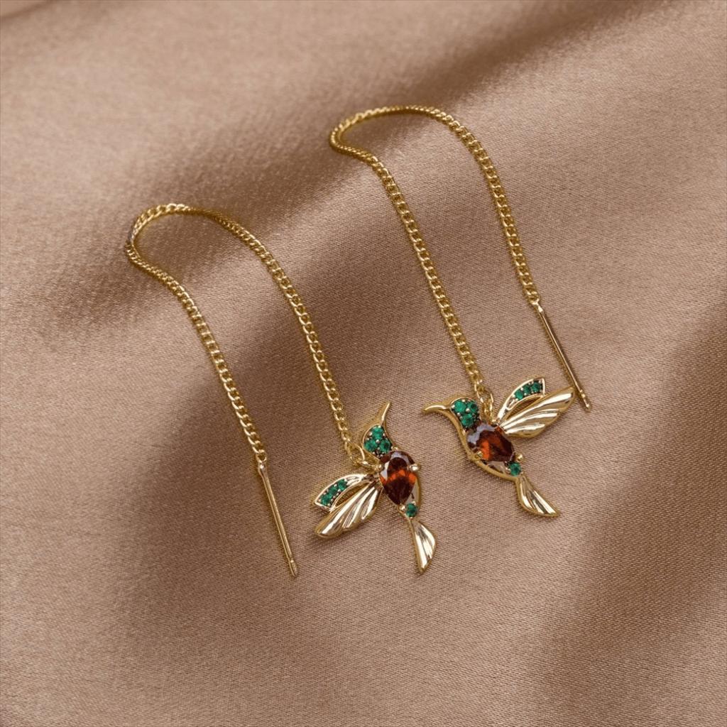 2024 Creative Long Pendant Tassel Crystal Drop Earrings Cute Colorful Enamel Bird Earrings For Women Wedding Band
