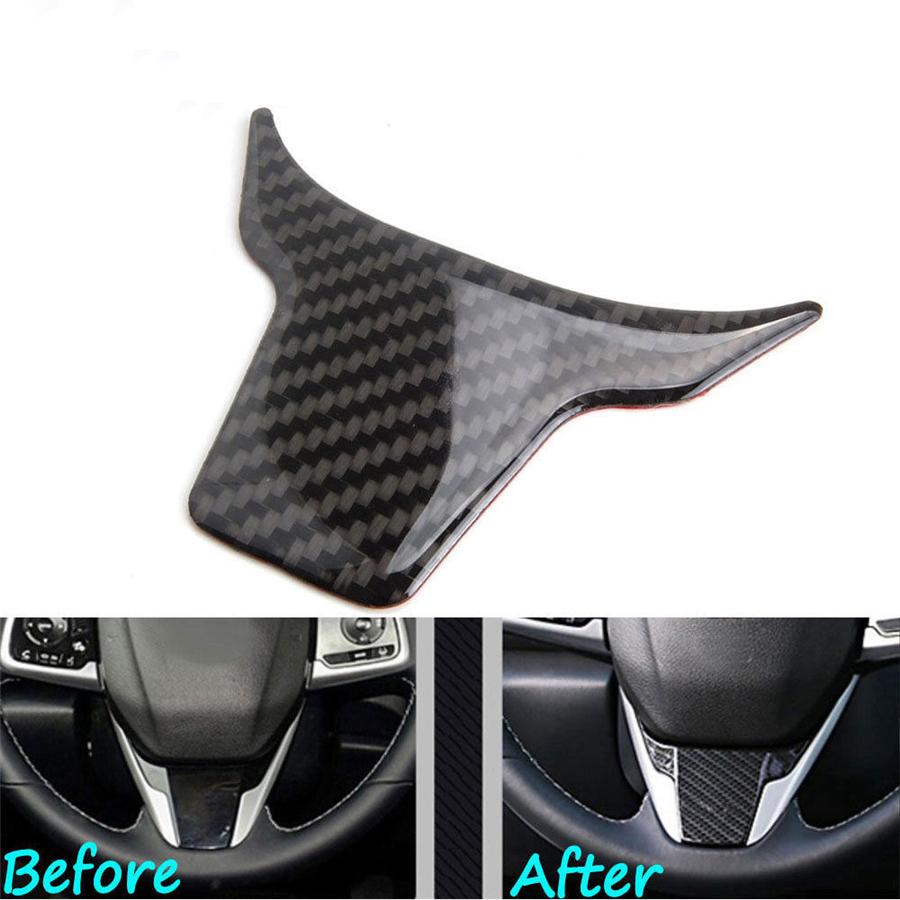 1 buc. Aspect fibră de carbon Ornament panou interior volan Potrivit pentru Honda Civic a 10-a 2016-2019