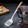 Wooden Handle Wok Spatula 304 Stainless steel spatula cooking Utensils spoon long handle Large Size turner Fried Steak Shovel