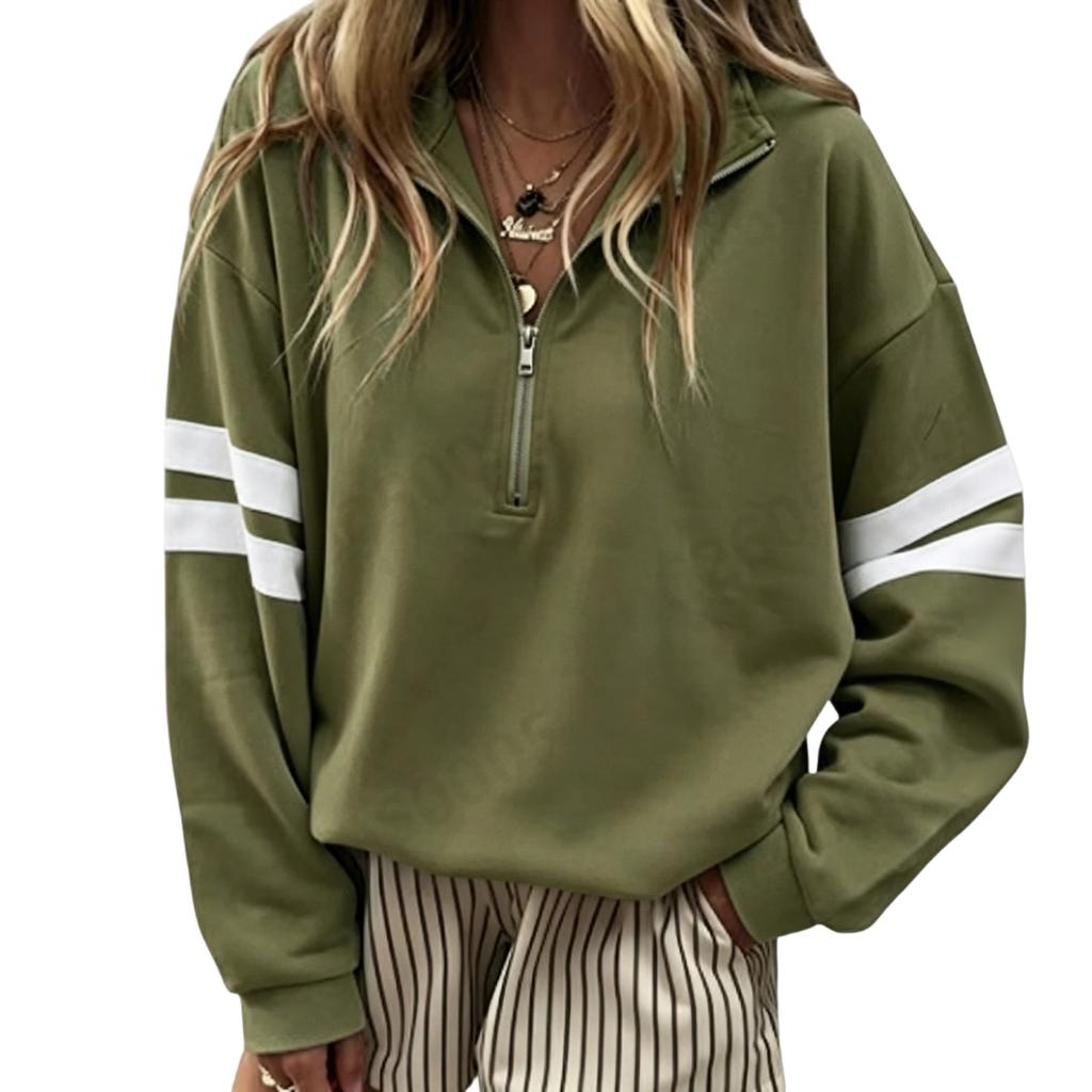 Felpa con cappuccio da donna a blocchi di colore, manica lunga, con zip, casual, pullover