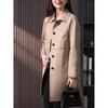 Women's British Style Mid-Length Trench Coat - 2025 Korean Edition for Spring & Autumn, High-End Straight-Cut Design