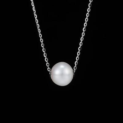 8-9mm Round Freshwater Pearl Pendant Necklaces 925 Sterling Silver Chain Necklace for Women Jewelry Gift