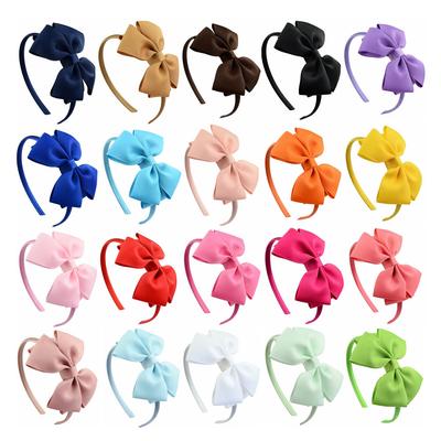 New Fashion Layered Hairbands Solid Grosgrain Ribbon Bows Headband Handmade Boutique Hairhoop Hair Accessories For Women Girls