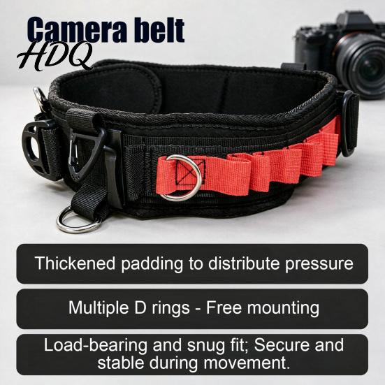 High Strength Camera Mounting System Adjustable Photography Waist Belt with Multi Mount Points Heavy Duty Lens Bag Attachment Nylon Strap for Outdoor