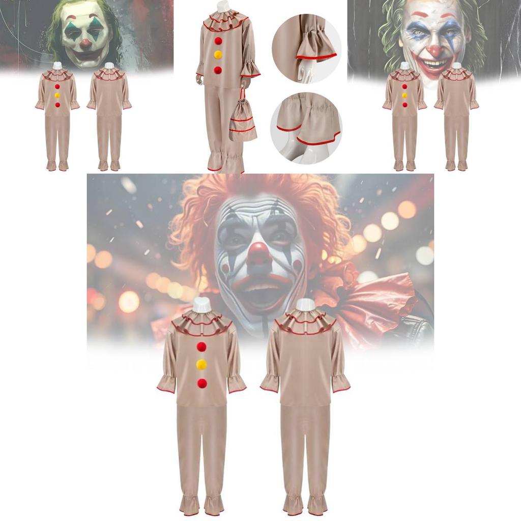 Twisted Clown Cosplay Costume For American Horror Story In Stylish Brown Fabric