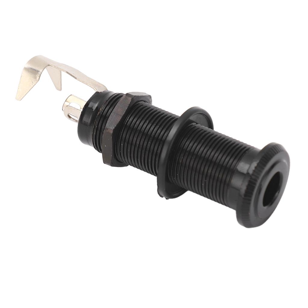 Guitar End Pin Jack Socket Threaded Metal 6.35mm for Bass Electric Guitar Output GT208 Black
