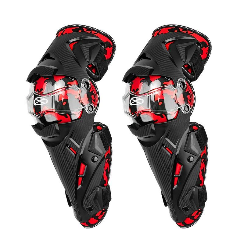 Motorcycle Knee Shin Guards Cycling Protective Gear Safety Outdoor Riding All-Season Crash Protection Unisex Adult MK1027 Red Knee Guard