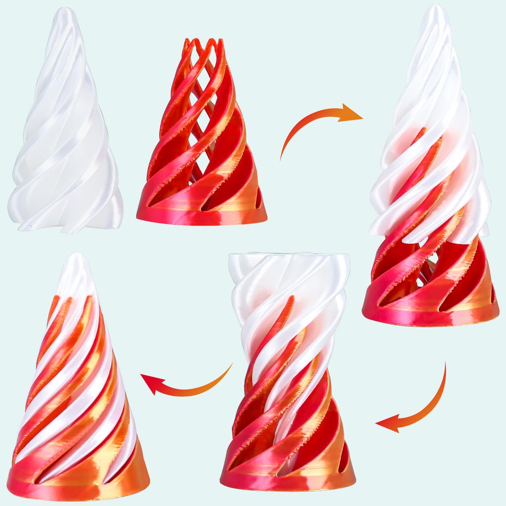 3D Printed Spiral Cone Toy, Impossible Pass Through Square Pillar Puzzle, Fidget Helix Vortex Illusion Stress Relief Desk Gadget