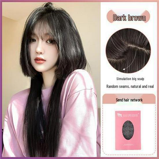 Perruque longue et lisse style princesse Coney - Tête complète réaliste avec style méduse