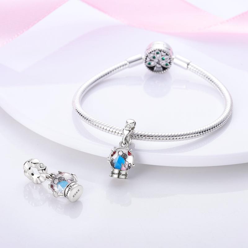 Original Charms Copper Dreamy Crystal Ball Couple Pendants Fit Charms Plata Bracelets For Women Jewelry Making Diy Gifts