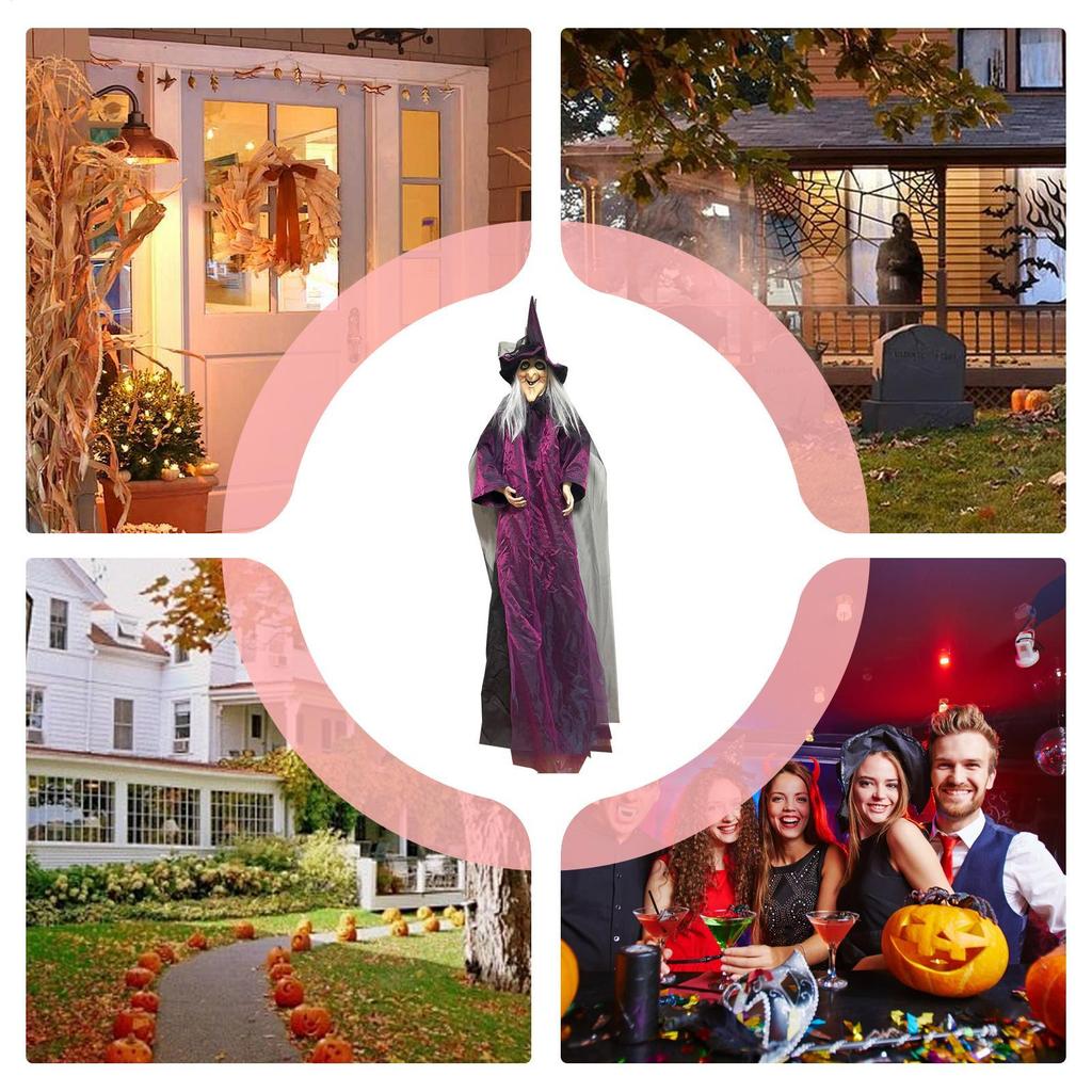 Halloween Talking Witch Sound Activation Spooky Animatronic Witch Halloween Party Decorations With Scary Sound Effect