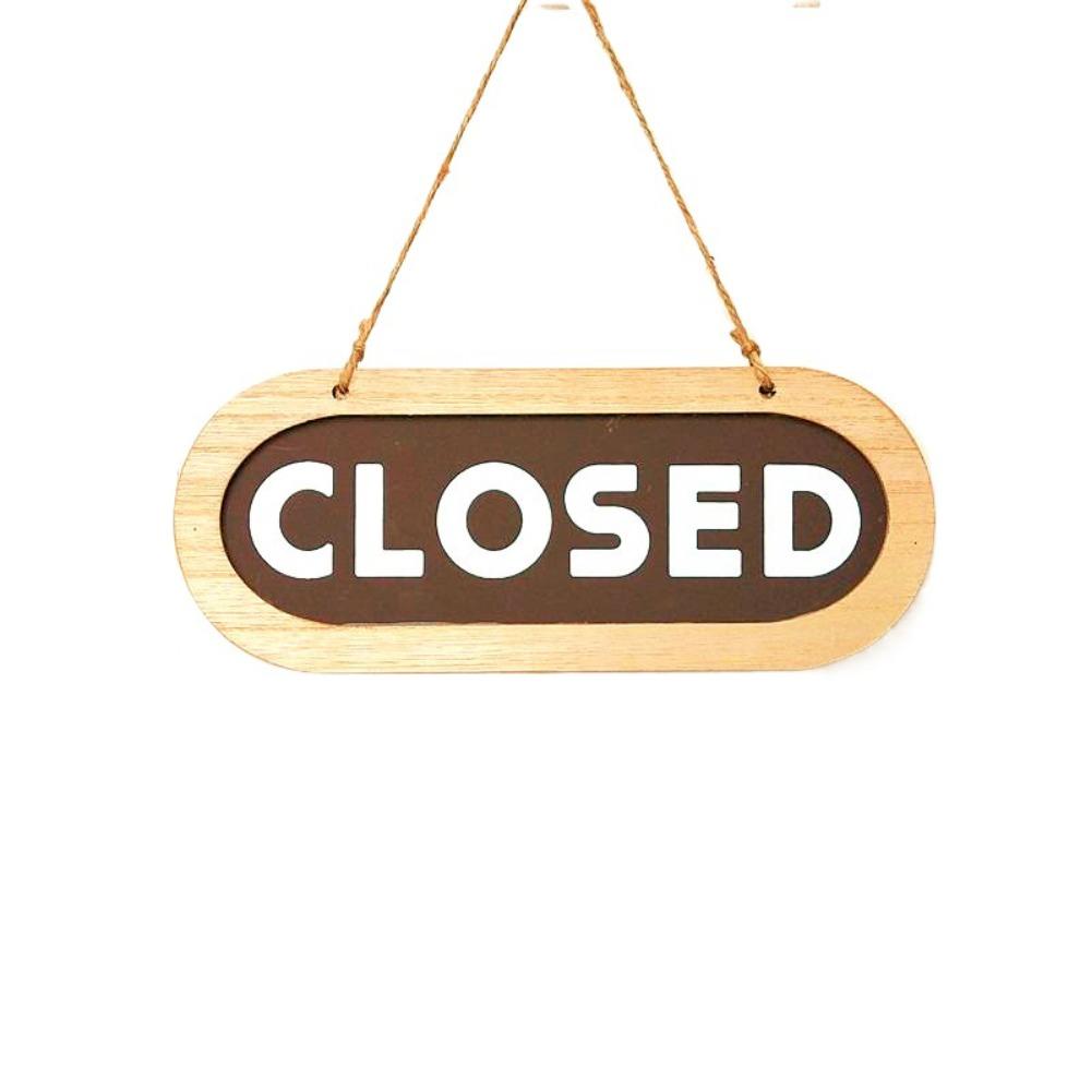 Wooden Double Sided Door Sign Rope Hanging Business Open Sign for Store Door Hanging Tag Bar Use