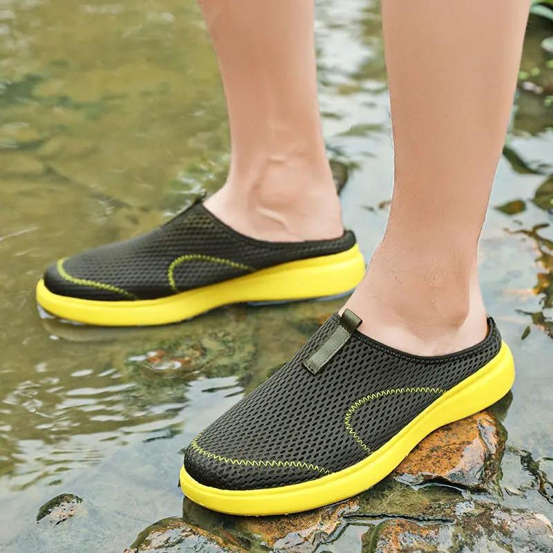 Fashion Beach Hole Male Slipper Mules Flat Half Adult Low Price Casual Slides 2025 Fashion Mascullino Pvc Comfortable Rubber Men's Shoe