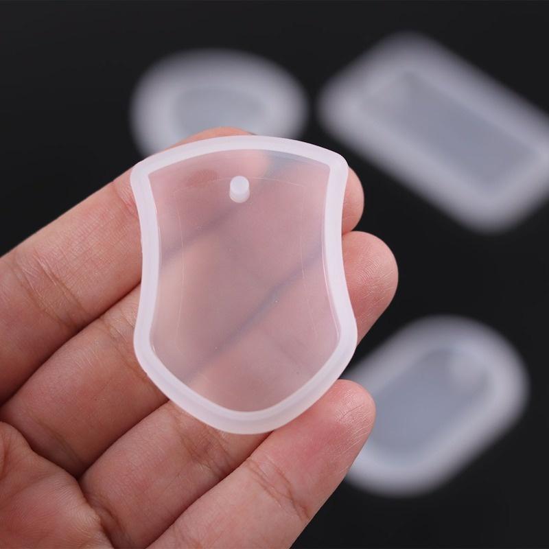 1Pc Handmade DIY Keychain Pendant Silicone Mold Set Crystal Epoxy Resin Mold Round Rectangle Pendants Making Mould