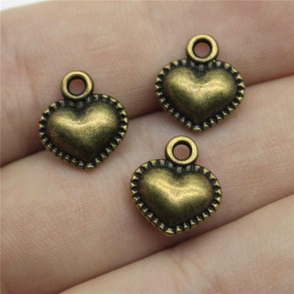 10pcs Heart Charms For Jewelry Making Antique Bronze Silver Color DIY Crafts Making Findings Handmade Tibetan Jewelry