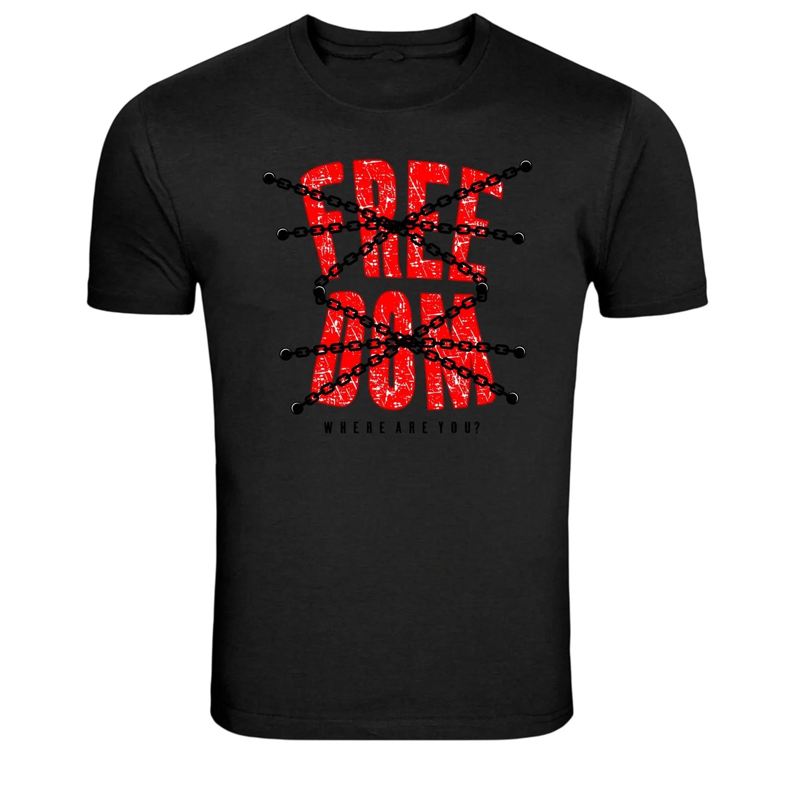 Freedom Where Are You Chain Typography Graphic T-Shirt S