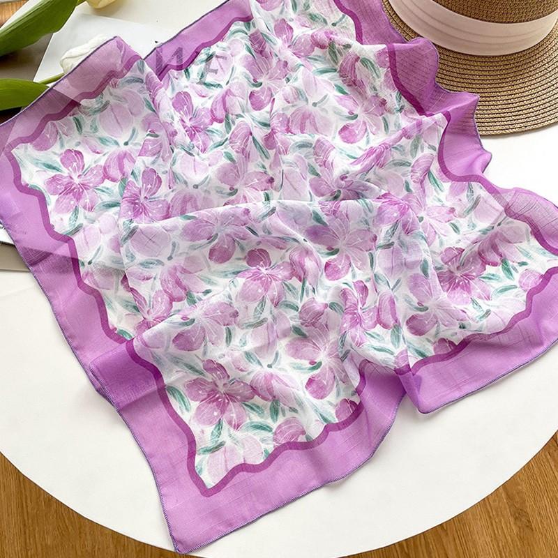 1Pc Neck  Scarves Light And Thin Ladies Headband Cotton Linen Headscarf Bandanna Floral Print Women  Fashion