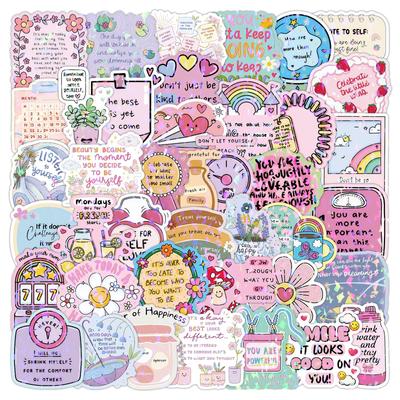 50/100 Pcs Cute Inspirational Quote Aesthetic Fresh Stickers Reusable for DIY Car Suitcase Fridge Phone Stationery Box Decals