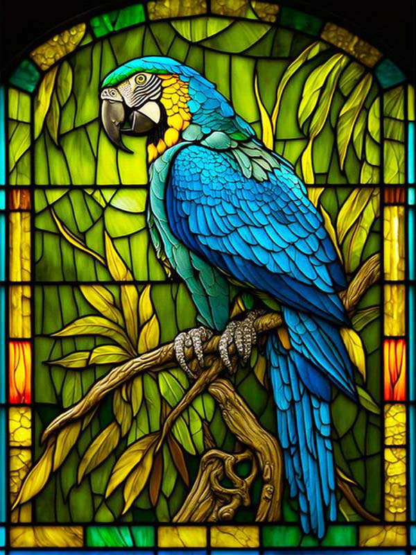 Barevné sklo Diamantový obraz Barevný papoušek kutilství plný čtverec kulatý vrták drahokamy výšivka Zvířata Ptáci Mozaika Sady křížkového stehu Nástěnná dekorace