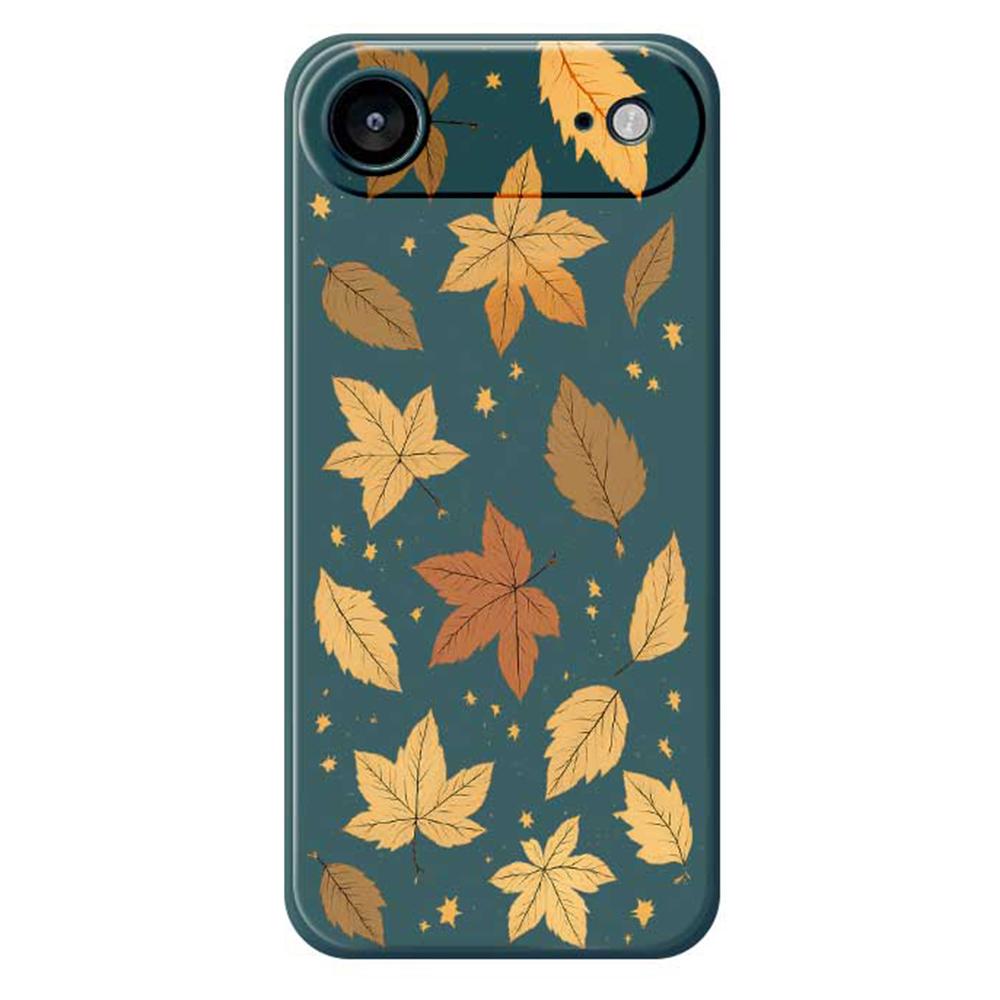 

For iPhone 17 Air Case Maple Leaves Pattern Printing Straight Edge TPU Phone Back Cover Green
