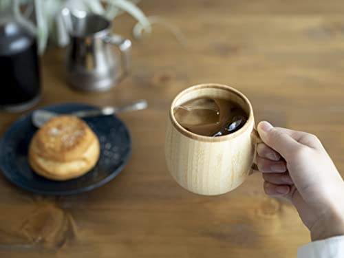 RIVERET Cafe au Lait Mug, 350ml, Bamboo, Dishwasher Safe, White, RV-205W