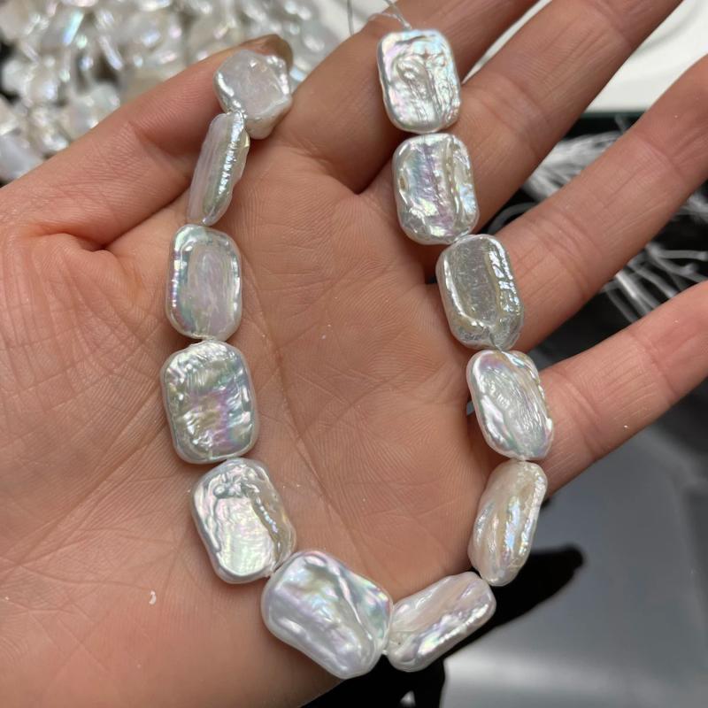 1 Piece Diy Necklace Bracelet Accessory 14X17Mm Natural Freshwater Pearl Rectangular Baroque Strand Beads For Jewelry Making