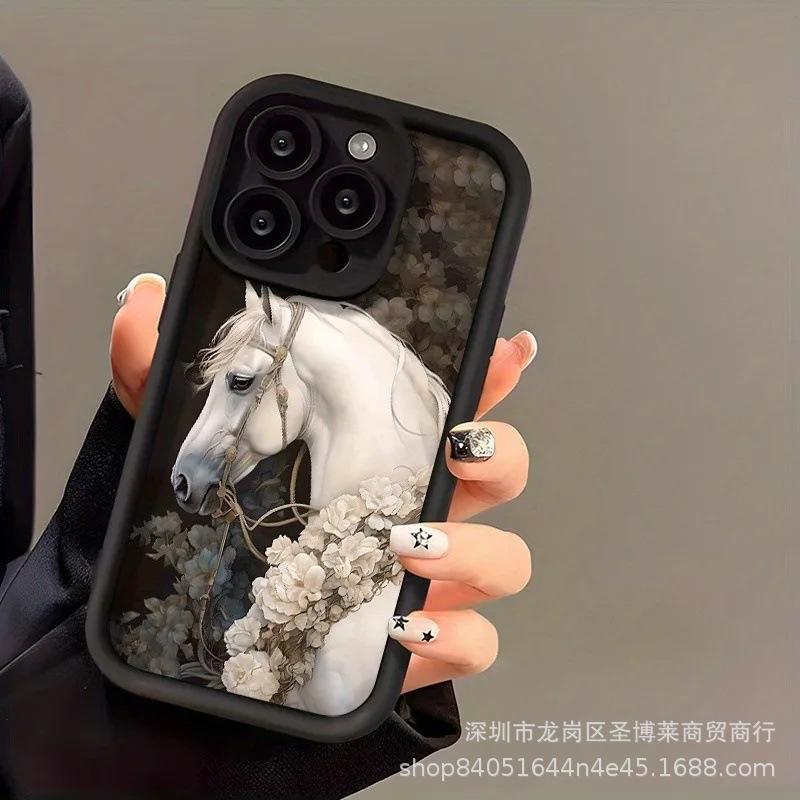 Flower White Horse for Apple 15 Mobile Phone Case Iphone12promax Set 14/13/11/XR Emery 16