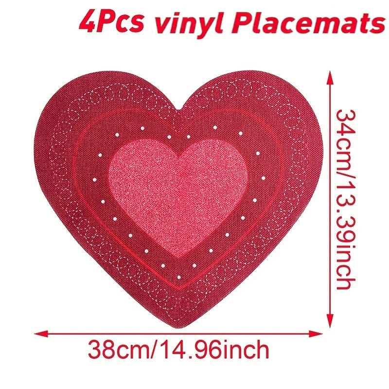 

4PCS Valentine s Day Romantic Heart-shaped Vinyl Love Mat Easy To Clean Commemorative Day Atmosphere Table Decoration Supplies