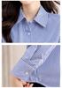 Women's Blue Striped Long Sleeve Shirt - 2026 Spring Slim Fit, Fashionable & Professional Design