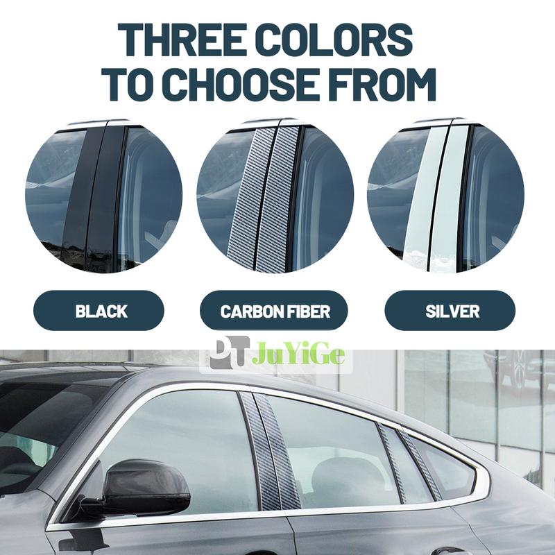 Glossy Black Carbon Fiber Window Door Deal B C Pillar Post Cover Sticker For Hyundai Accent Verna HC 2018-