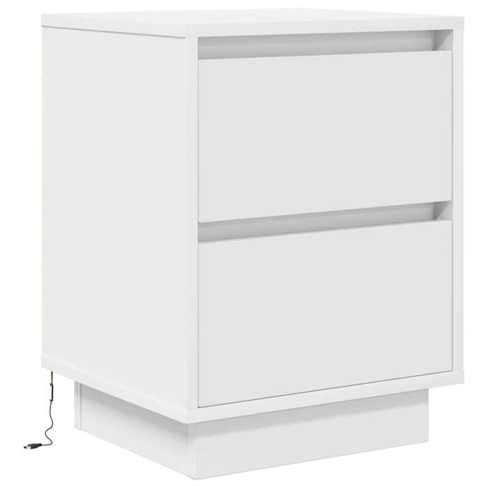 VidaXL Table de chevet avec lumières LED blanc 38x34x50 cm, table de nuit, table de lit, table d'appoint, armoire de lit, 861283