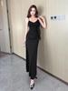 Sexy Spaghetti Strap Patchwork Evening Gown with Slit