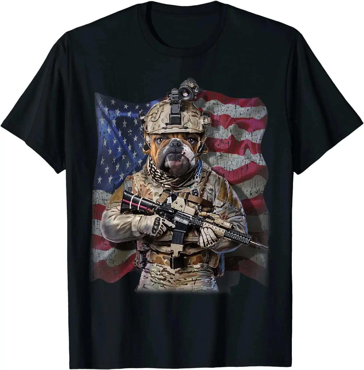 

America Patriot USA Flag Bull Dog As Army Commando TShirt Summer Cotton ONeck Short Sleeve Mens T Shirt New S3XL S