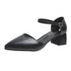 Baotou Sandals Women's 2021 Korean Version of the New Summer Middle Heel One-word Buckle Hollow Thick Heel High Heels Professional Single Shoes