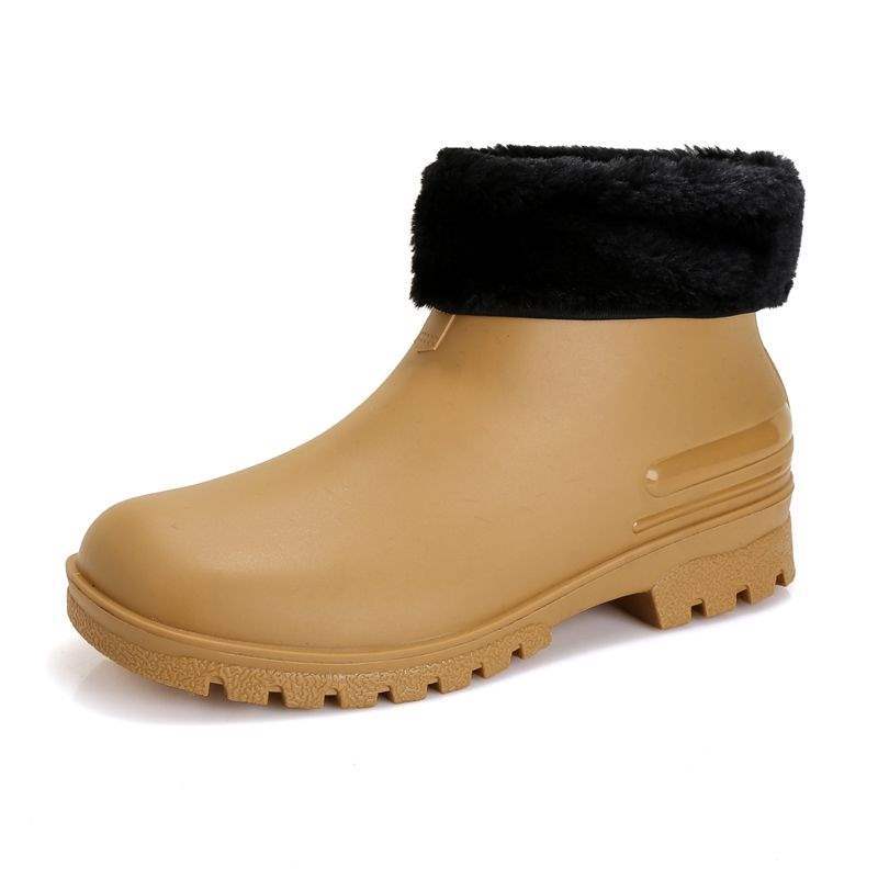 Couple Men's and Women's Short Tube Low-top Rain Shoes Women's Waterproof, Non-slip and Wear-resistant Kitchen Shoes Work Shoes Warm and Velvet Rubbe