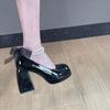 Spring And Autumn New French Vintage Mary Shoes Small Leather Shoes Thick Heels Shallow Mouth Single Shoes